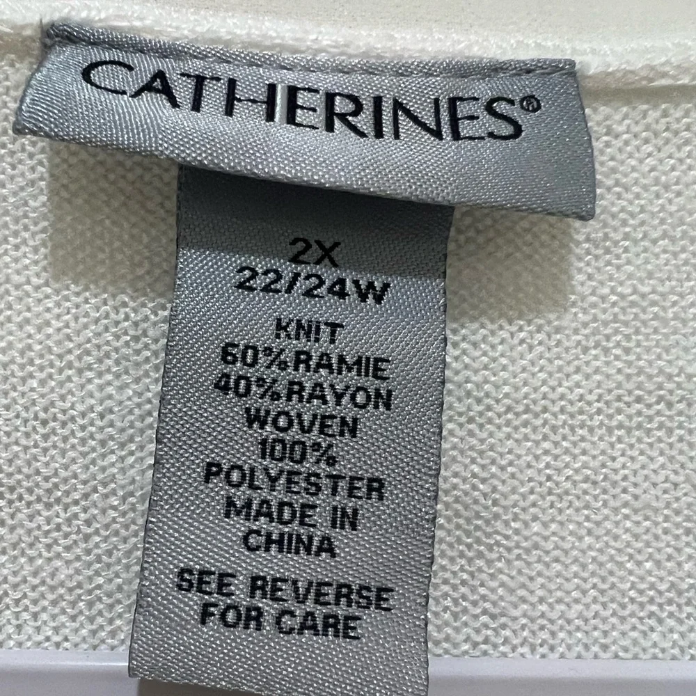 NWT Catherine’s women’s 2X open front 3/4 sleeve lightweight white cardigan